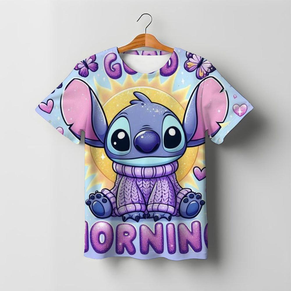 Camiseta Kawaii de Stitch para Niña Ropa de Niña Ropa para Niños Pequeños Camisetas para Niños 2026 Verano Manga Corta Camisetas de Dibujos Animados para Niños Niños