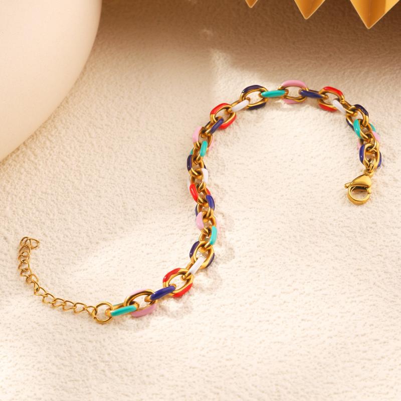 Cuban Link Titanium Steel Bracelet 18K Gold Stainless Steel Fashionable Non-Fading High-End Feeling Jewelry Accessory