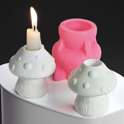 Mushroom Candle Holder Silicone Mold DIY Cement Gypsum Pouring Epoxy Mold for Car Aromatherapy Mould Home Ornament