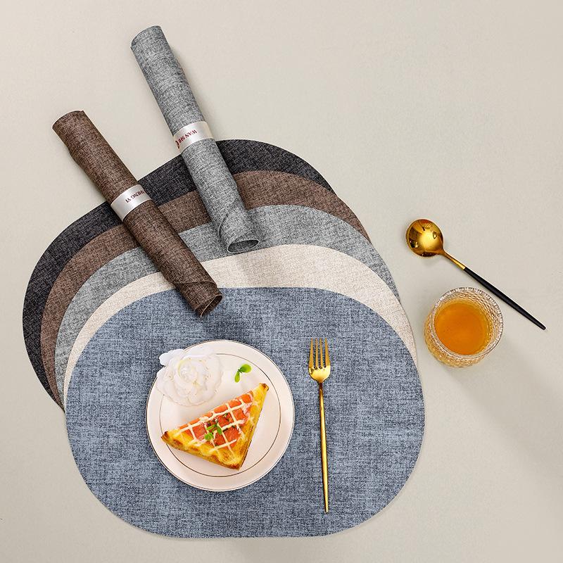 INS Fabric Pattern PU Faux Leather Placemats Waterproof Oilproof Heat Insulation Pad Dining Table Kitchen Counter Mats Pads