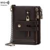 Men's RFID Anti-theft Leather Wallet with Double Zipper - Tri-fold Coin Purse for Business