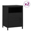 Bedside Table - Maison Exclusive - 2 Pcs - Steel - Black - 35x35x51 Cm