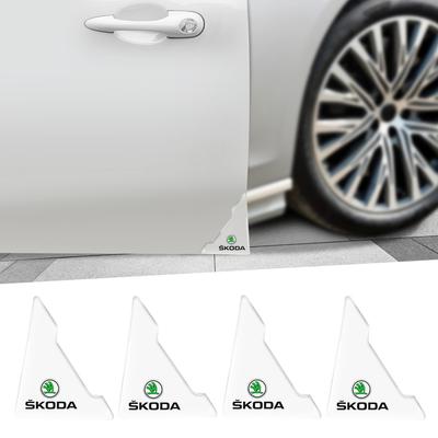 JNK3 2/4Pcs Transparent Car Door Corner Cover Anti Collision Protection Sticker For Yeti Fabia Octavia Superb Rapid Kamiq Karop
