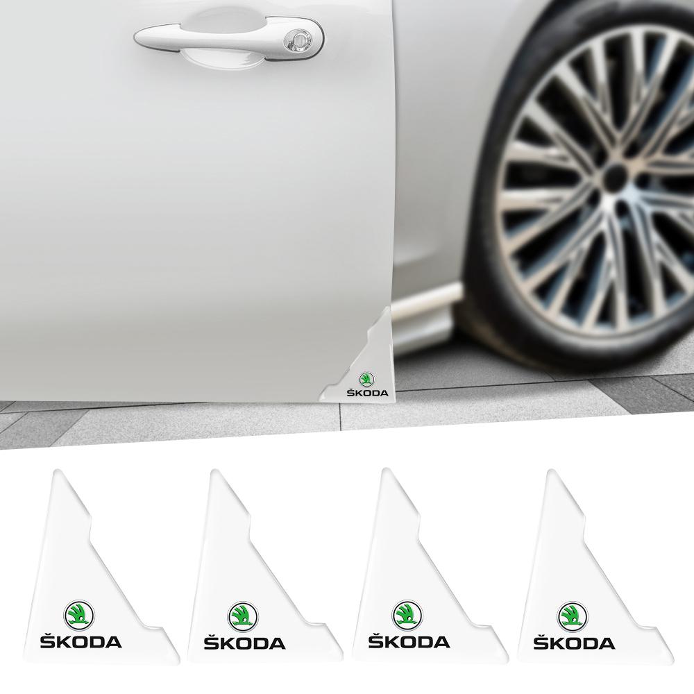 ZUKJ6 2/4Pcs Transparent Car Door Corner Cover Anti Collision Protection Sticker For Skoda Yeti Fabia Octavia Superb Rapid Kamiq Karop