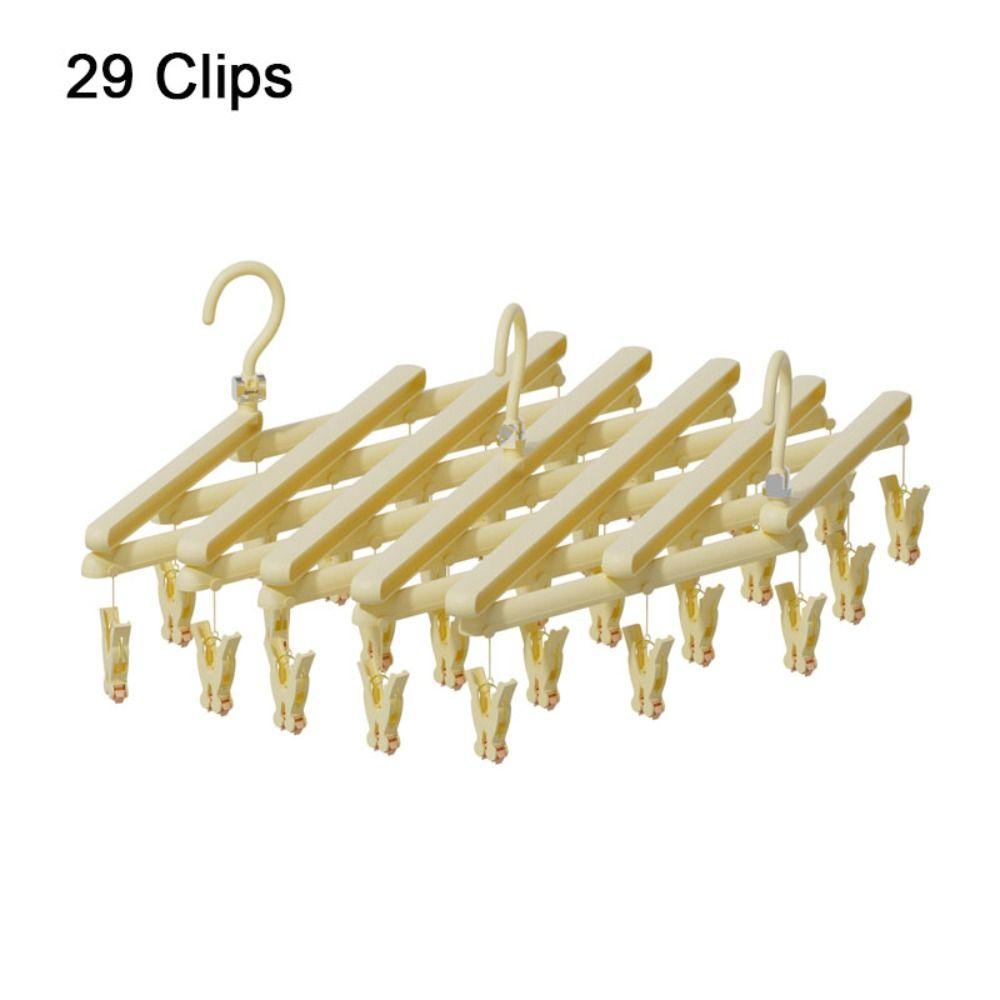 Collapsible Cloth Drying Racks Foldable Laundry Rack Multifunctional Socks Hangers Home Beige-29 Clips 1470₽