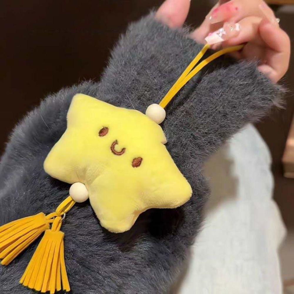 Cartoon Yellow Small Stars Keychain Handmade Pentagram Key Chain Backpack Pendant