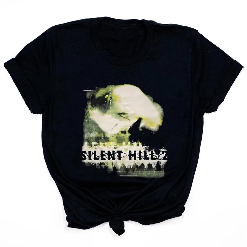 Silent Hill 2 Cotton Printed T Shirt Horror Shirt Men Women Casual Short Sleeve Round Neck Tee Shirt Gothic Retro Adult T-Shirts
