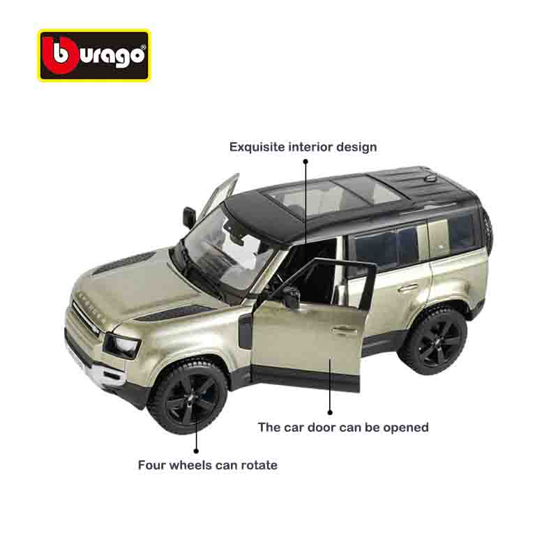 Bburago 1:24 2022 Land Rover Defender 110 Die Dasting Alloy Car Model Art Deco Collection Toy Gift Factory Authorization