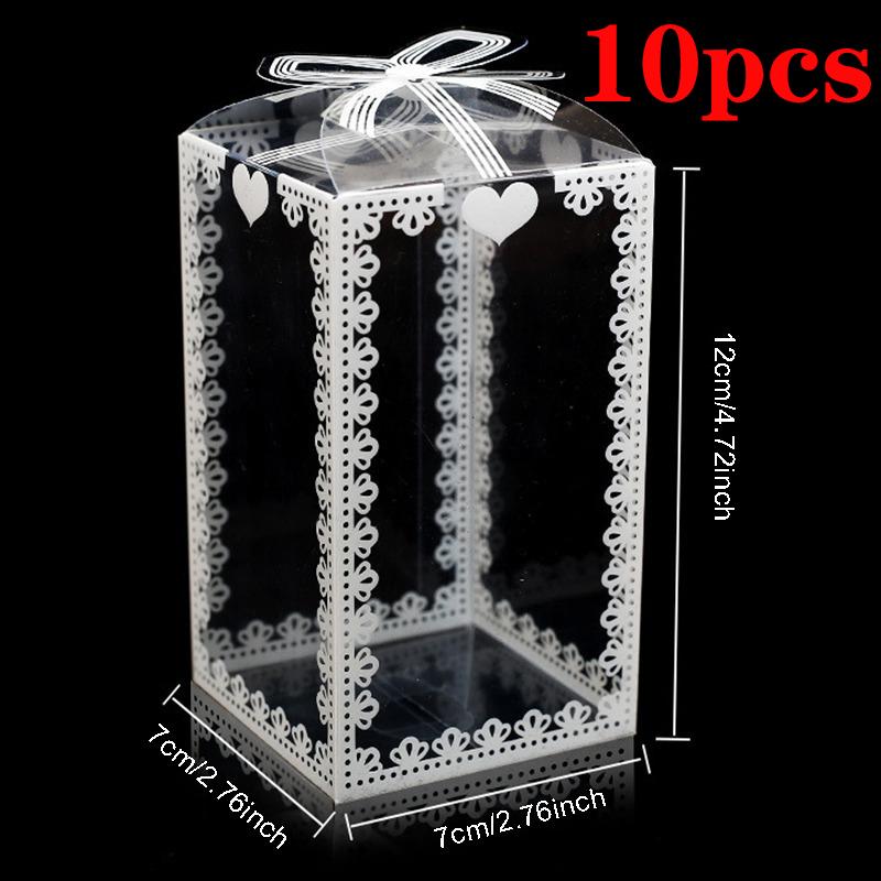 10/20pcs Transparent Gift Box PVC Plastic Clear Packaging Box for Wedding Baby Shower Party Favor Present Chocolate Candy Cake B