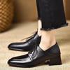 Retro Preppy Mid-Heel Square-Toe Leather Loafers with Deep-Mouth Lace-Up and Kitten Heel for Women