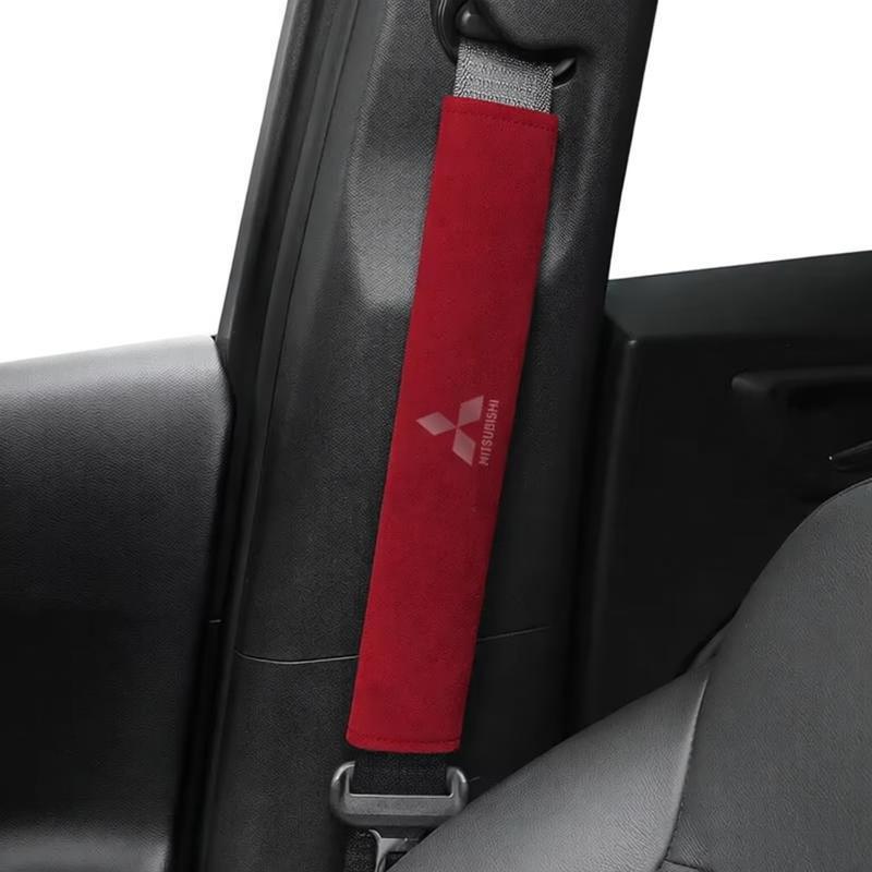 Suede for Mitsubishi Car Seat Belt Pads Shoulder Protector Covers RALLIART Colt Galant ASX Lancer 9 10 Pajero Outlander Eclipse