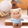 Clothes Wear Stripe Bear Pendant Plush Animal Toy Doll Bag Keychain Pendant