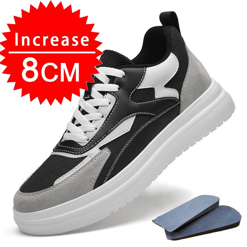 Neue Herren Trendige Leder Sneaker Erhöhungsschuhe Unsichtbar Atmungsaktiv Höhensteigernde Schuhe 8cm 10cm Lässige Mode Leichte Sneaker