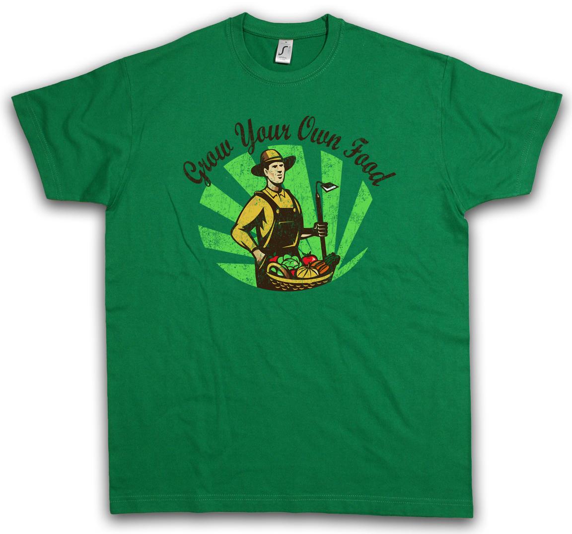 

GROW YOUR OWN FOOD T-Shirt Mens Womens Tees Top – Gardening Vegan Food Vegetarian Animals Welfare L
