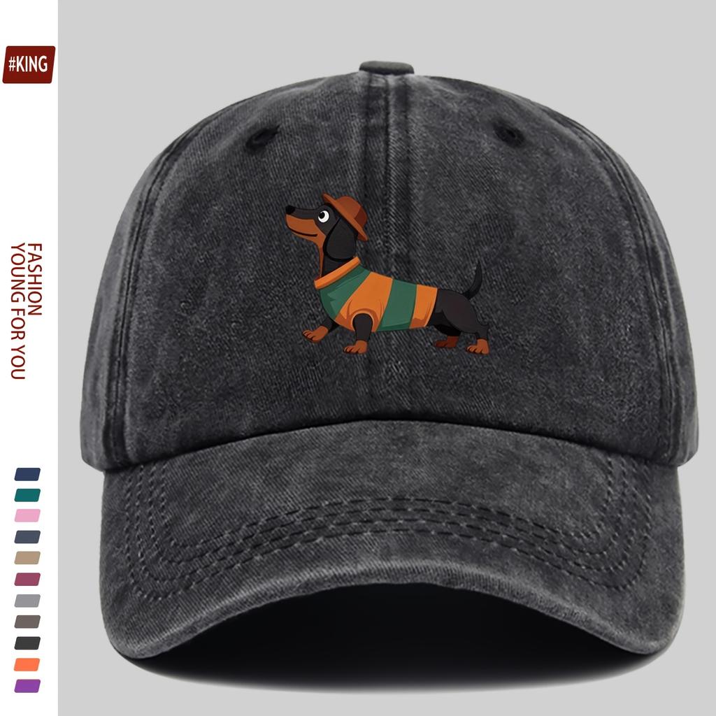 Dachshund Dog Wearing Hat Casual Baseball Cap Cotton Adjustable Unisex Print Outdoor Cap