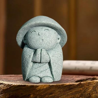 Japanese Monk Figurine Buddha Sculpture Miniature Desktop Ornament for Desk