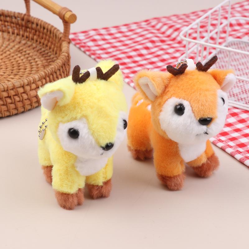 Cute Sika Deer Plush Keychain Stuffed Animal Soft Pendant for School Bag Girly Purse Car Keys Gift Use