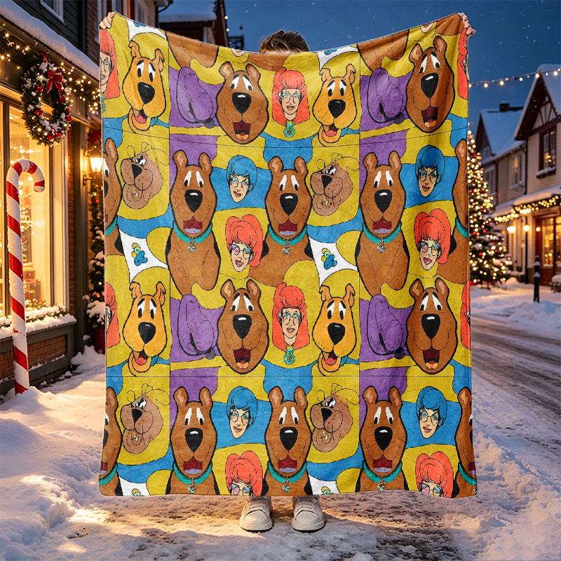 Scooby Pattern Blanket for Home Decoration, Bed, Sofa, Car Travel, Camping, Suitable for All Seasons, Birthday Christmas Gift