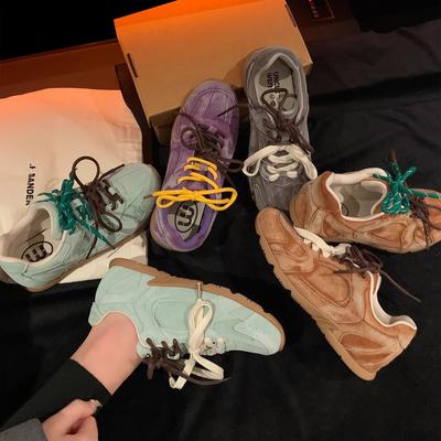 Marca~ Nuove sneakers retrò Primavera 2024 pelle traspirante colore a contrasto fondo piatto sportive scarpe Forrest Gump donna