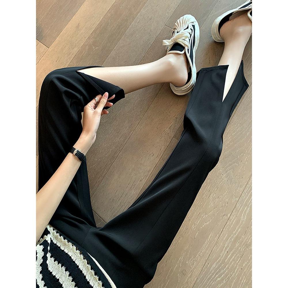 Split-crotch Bootcut Pants Thin Summer Petite to Plus Size High-waisted Slimming Draped Casual Suit Pants