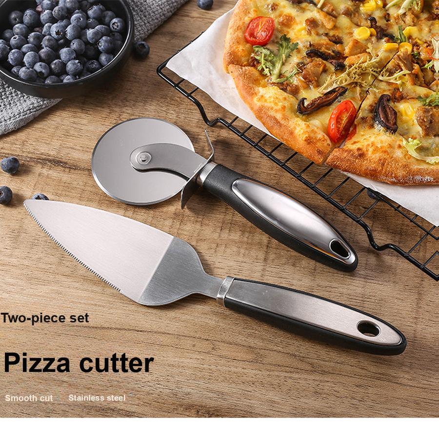 Pizza-Rad & Schieber-Set aus Edelstahl - 2-teilig mit Einzelrad & Spatel - Küchenwerkzeug