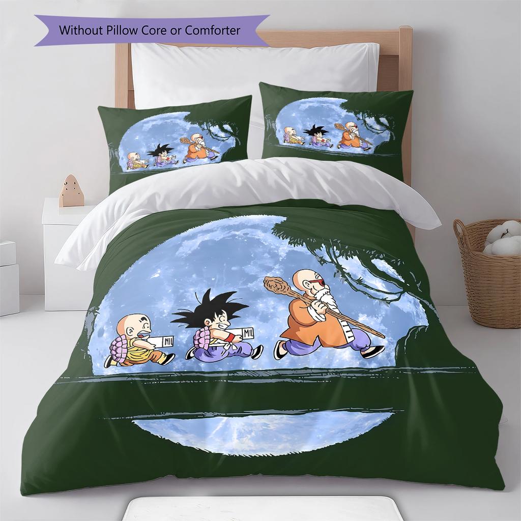 Dragon Ball Super Pattern Bedding,Quilt Set Quilt Cover Pillowcase Home Birthday Gift (1 * Duvet Cover + 2 * Pillowcase, Without Core)
