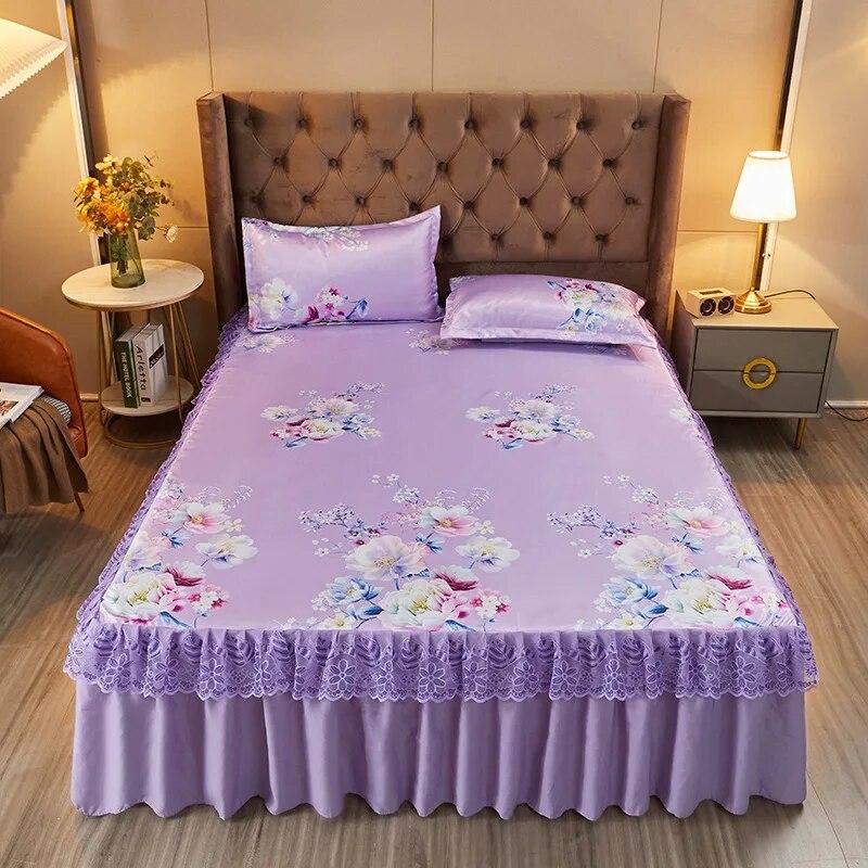 Summer Cool Mat Bed Skirt Princess Style Cute Bed Sheets Embroidered Sheets Fitted Bed Sheet Bedspreads Ice Mat Home Textiles