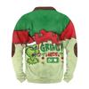 Men's Vintage Green Christmas Casual Three-dimensional Printed Zip-up Sweatshirt Pullover