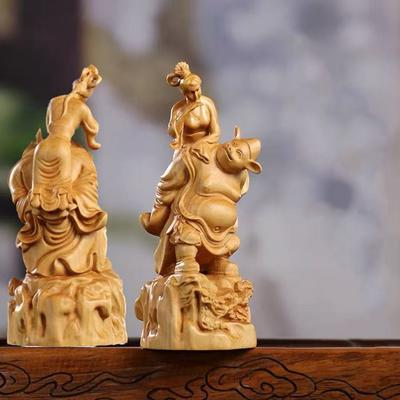 Solid Wood Zhu Bajie Carries His Wife On His Back Sculptures Figurines Journey To the West Character Home Decoration WeddingGift