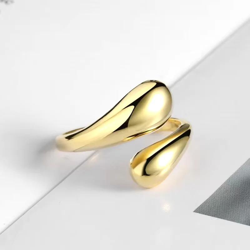 Irregular Open-Cut Smooth Water Drop Ring for Women – Adjustable Gold Minimalist Finger Ring, Easy To Carry and Convenient