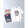 Export Surplus All-Cotton Washed and Brushed Men's Casual Versatile Letter Print Round Neck Short-Sleeve T-Shirt Trendy Base Shirt
