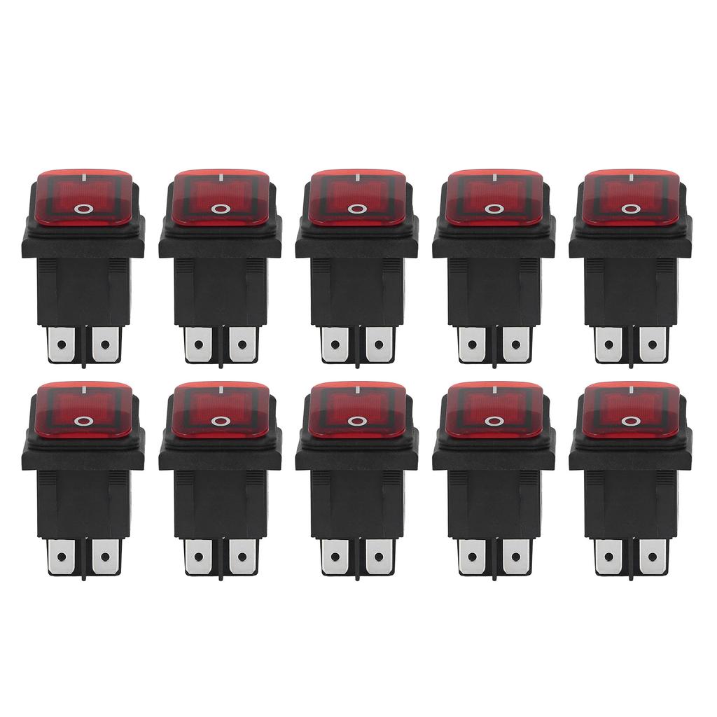 10 buc întrerupător basculant cu 2 poziții, pornit/oprit, 30A AC 125V 250V, pentru barcă, cu lumină LED, 4 pini