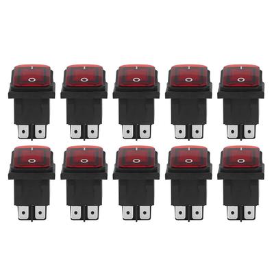 Lot de 10 interrupteurs à bascule à 2 positions, marche/arrêt, 30 A, AC 125 V, 250 V, pour bateau, avec lumière LED, 4 broches