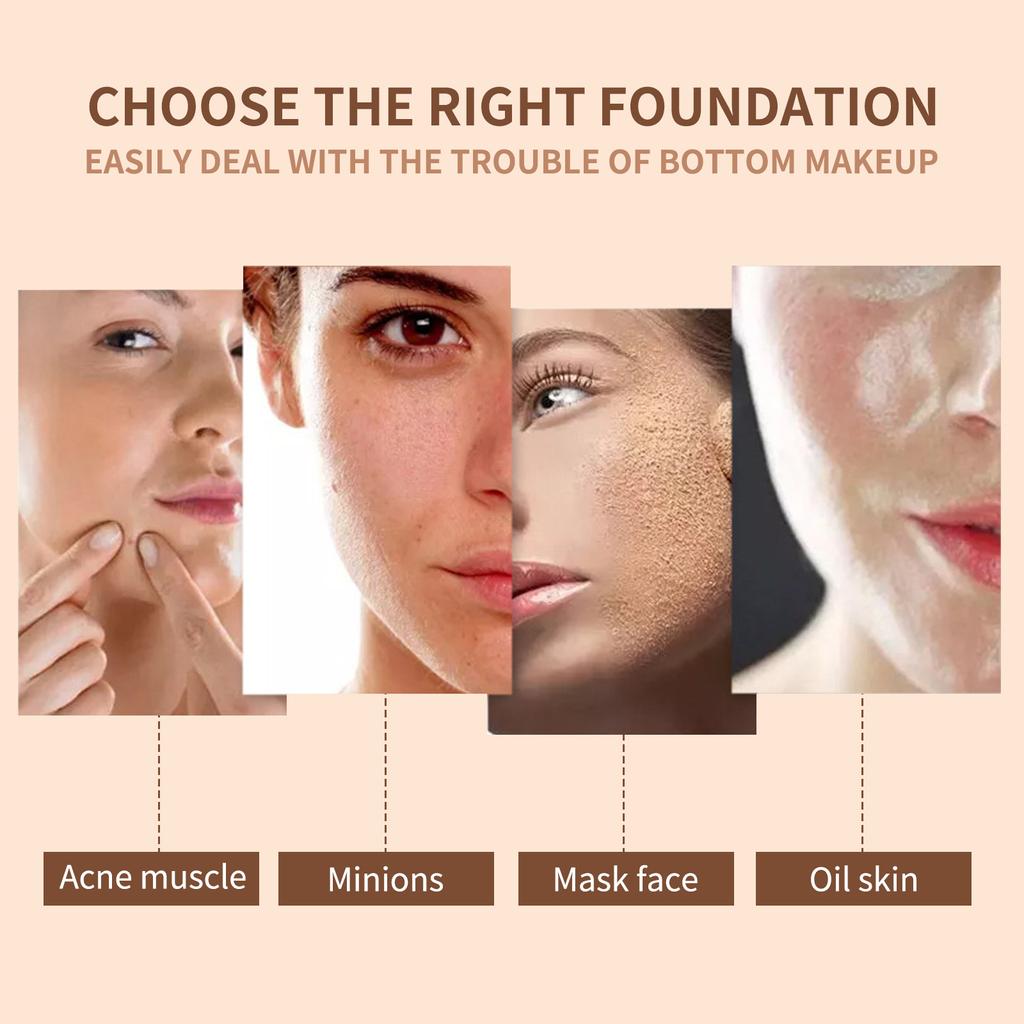 Jaysuing Mushroom Head Air Cushion CC Cream, Moisturizing Foundation Makeup with Mushroom Powder Puff, Full Coverage Concealer, Natural Nude Make Up