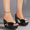 11CM Pearl Transparent Open Toe Platform Thin Heels Wedding Bridal Sandals LFD-1107WG-Q3-1