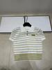 Miu Style High-Quality Summer 2026 Striped Knit Lapel Short Sleeve Loose Casual Top