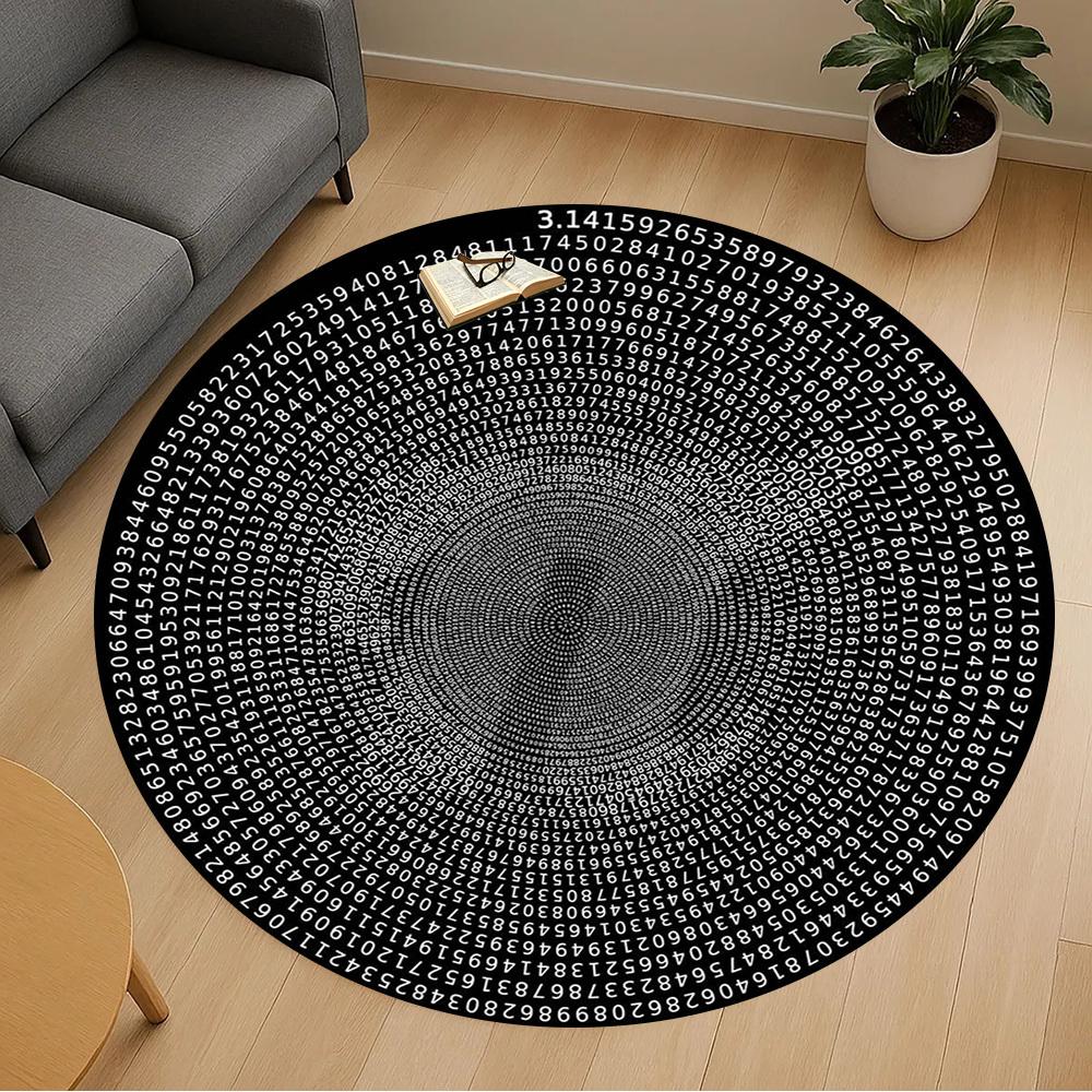 1pc Pi Numbers Pattern Office Round Rugs, Under Chair Round Rugs for Living Room, Bedroom, Bathroom Decoration Carpet 091808