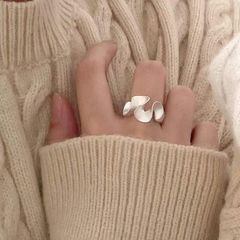 Women s Geometric Hemline Ring: Multi-layer Openable Design, Popular Stacking Finger Accessory, Ins Style Adjustable openable