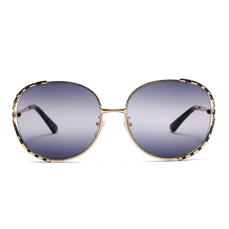 Gucci Metal Square Sunglasses Women sunglasses Gold Black Gray GG0595S