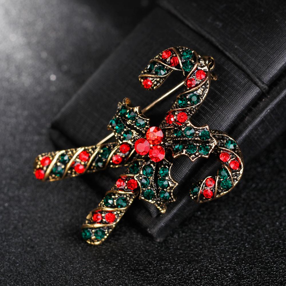 Rinhoo Vintage Christmas Tree Brooch Rhinestone Flower Bell Elk Brooches For Women Collar Lapel Pin Decoration Jewelry Xmas Gift