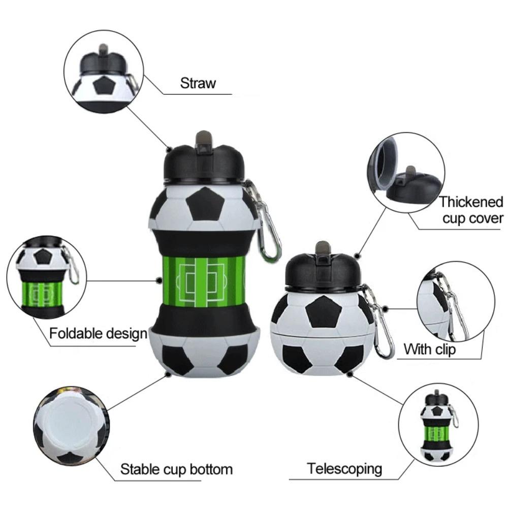 Climbing Buckle Silicone Collapsible Water Bottle 550ml Capacity Portable Water Cup  Picnic