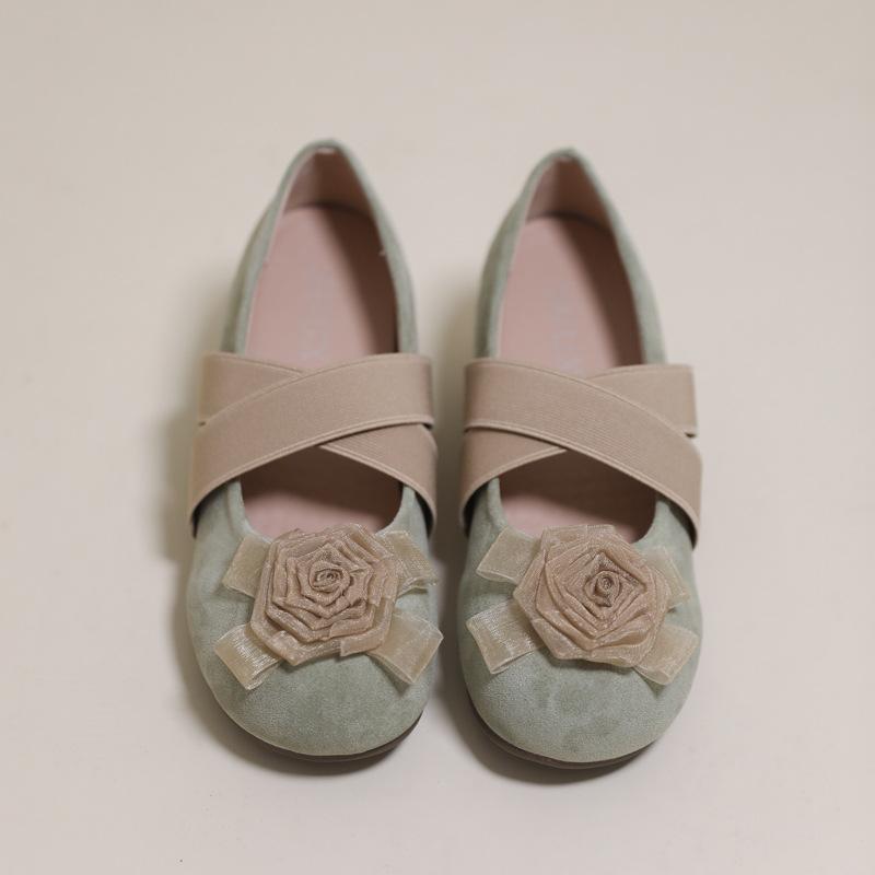

French ballet Mary Jane shoes women s 2025 summer new retro versatile explosion shallow mouth flower inner height increase single shoe 40 зелёный