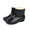 Short Rain Shoes Women's Velvet Warm Adult Rain Boots Rubber Shoes Wear-resistant Thick-soled Work Lightweight Waterproof Shoes