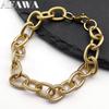 Punk Chunky Gold Color Thick Chain Bracelets for Women Men Stainless Steel Gold Color Wrist Chain Jewelry Gift BLT16S02