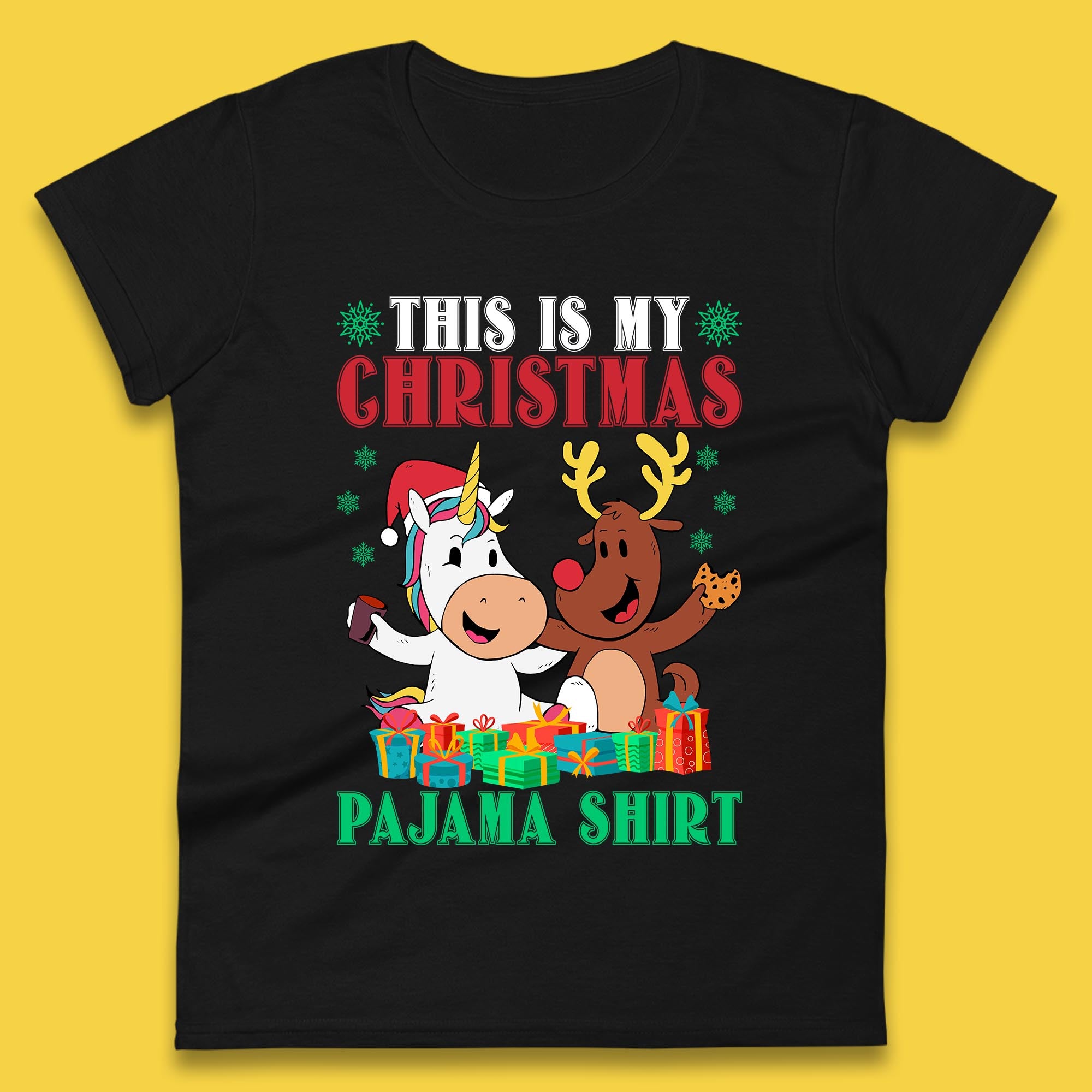

Christmas Womens T Shirt Mens Tops Tees Unisex Christmas Unicorn Reindeer Top S