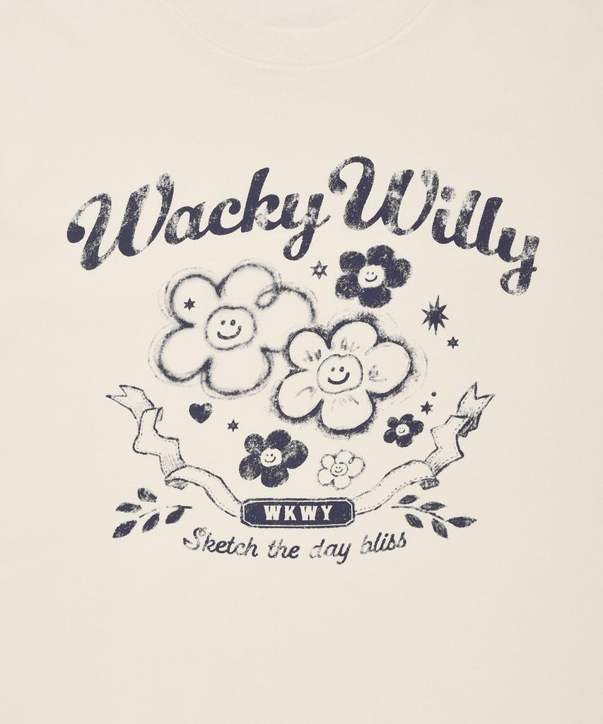 WACKY WILLY Women'S Big Lily Vintage Short Sleeve T-Shirt Cream