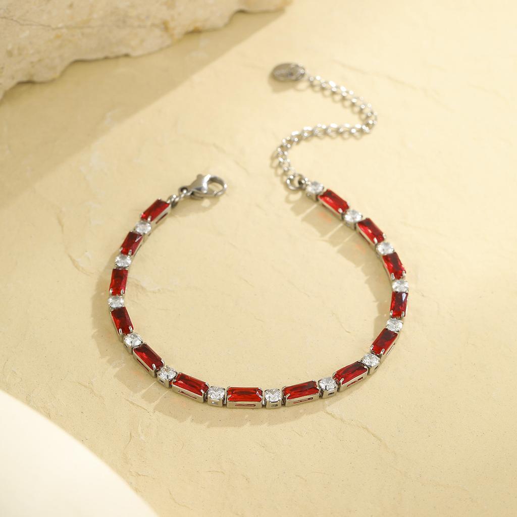 GEMCHIC Women's Stainless Steel Colorful Zircon Bracelet Fashion Luxury Versatile Jewelry for Everyday