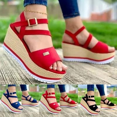 Sandálias Plataforma de Moda para Mulheres Verão Novo Casual Bico Aberto Tira com Fivela no Tornozelo Sapatos Plataforma Sandalias De Mujer