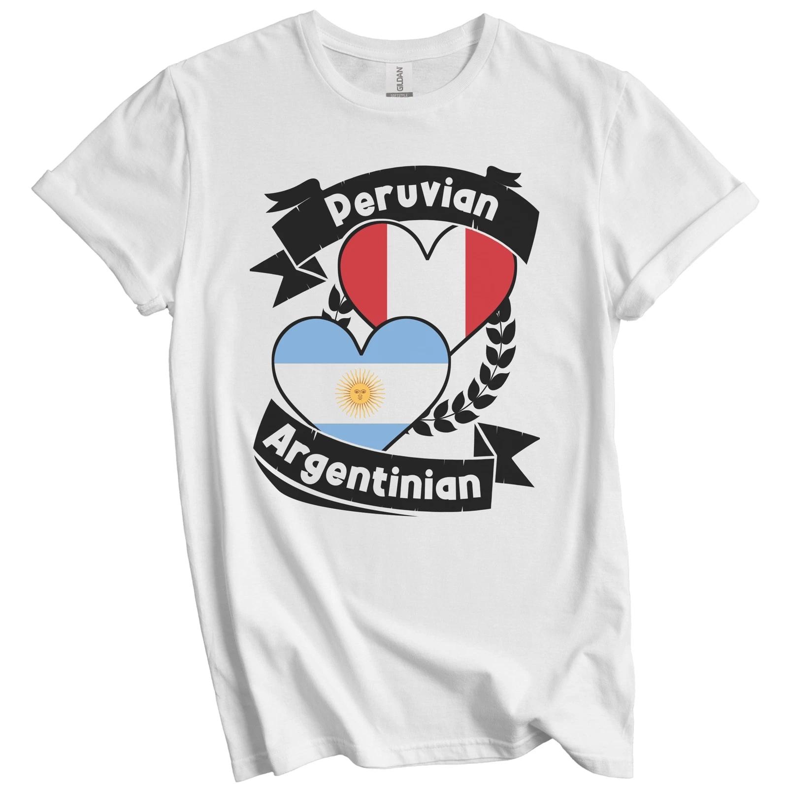 Peruvian Argentinian Heart Flags Peru Argentina T-Shirt L