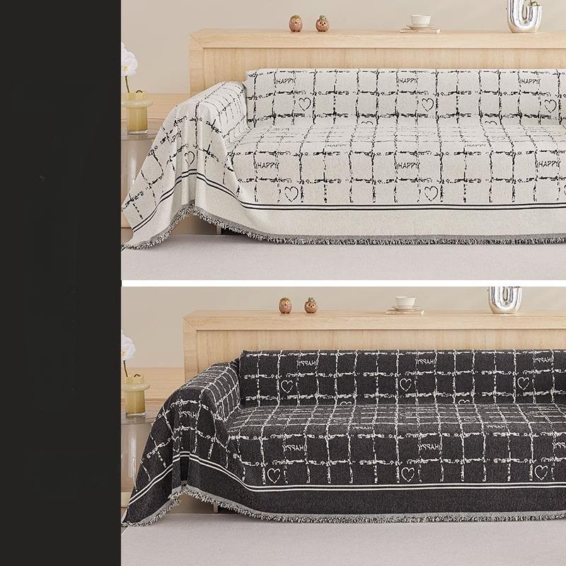 

Большое квадратное полотенце для дивана из синели, современный минималистичный чехол для дивана, ткань, универсальный чехол для дивана Four Seasons, нескользящая сетка в виде шахматной доски 180*130